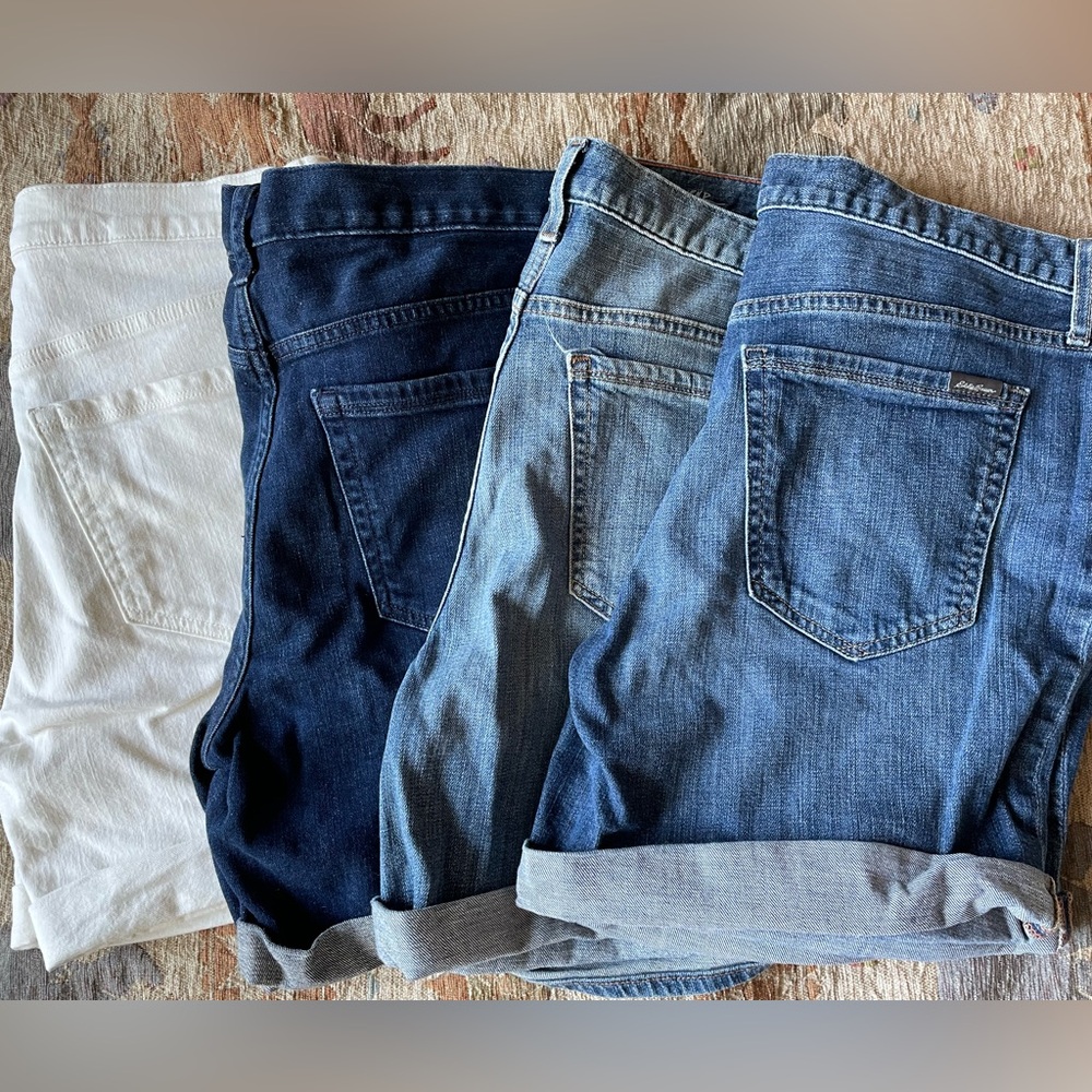 Lot 4 Pair Eddie Bauer Women's Mid-Rise Boyfriend Jean Denim Shorts - 8 EUC